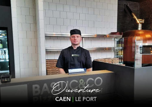 Alexandre Bertaux dans sa pizzeria Basilic & Co Caen (Le Port)