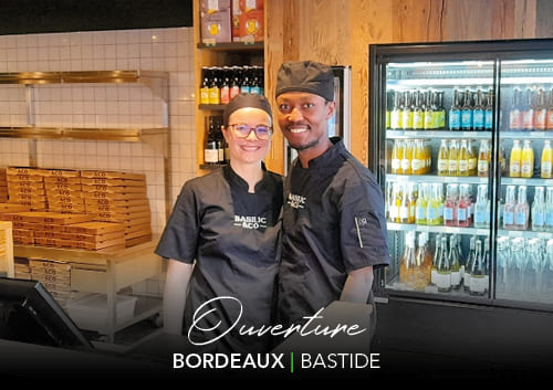 Camille Boucher et Emmanuel Delestre dans leur pizzeria Basilic & Co Bordeaux (Bastide)