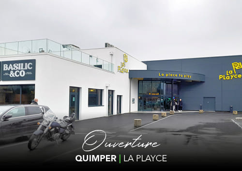 Façade de la nouvelle pizzeria à Quimper, Basilic & Co, dans le parc de loisirs La Playce.