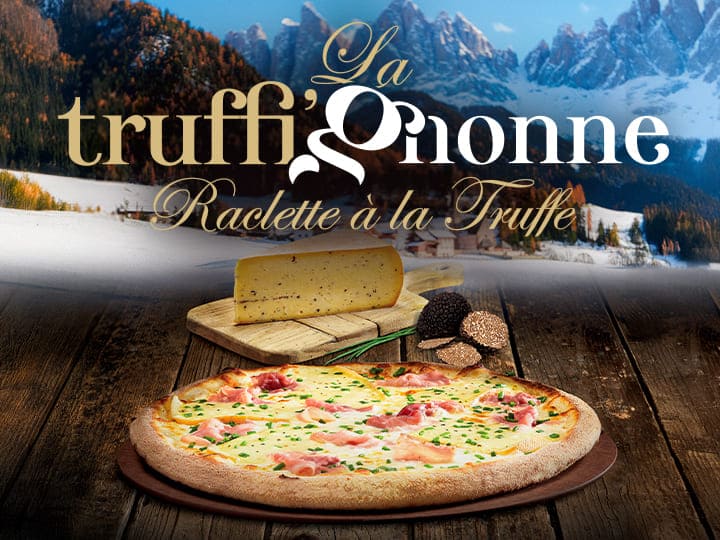 Annonce de la nouvelle pizza Truffi'gnonne Basilic & Co